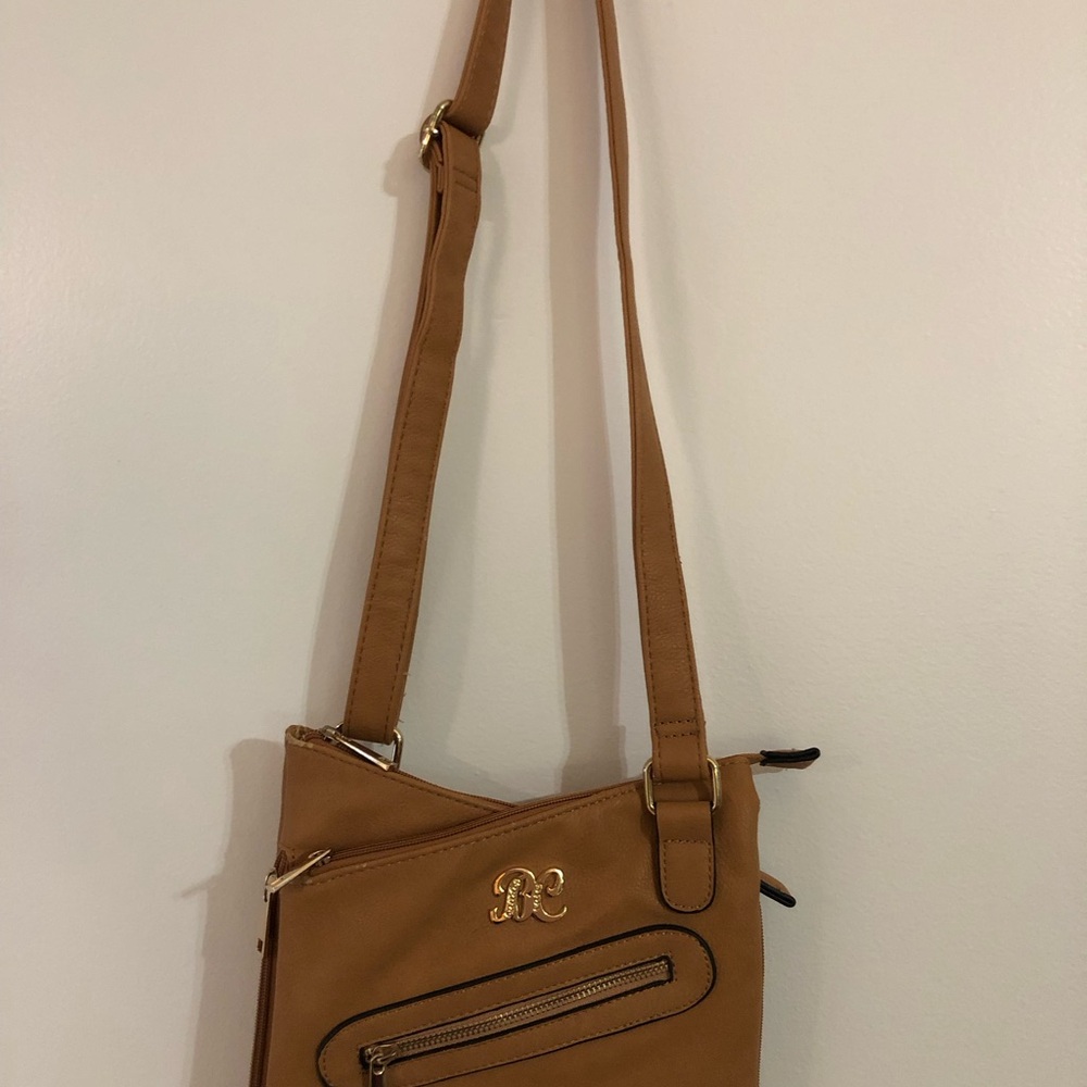 Tan Crossbody Bag with Gold Details